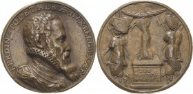 Niederlande-Spanische Niederlande
Karl V. 1506-1555 Bronzegussmedaille o.J. Auf den spanischen Staatsmann und General. Brustbild nach rechts / Zwei T...