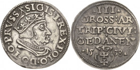Polen-Danzig
Sigismund I., der Alte 1505-1548 Dreigröscher 1538. Kopicki 7332 D.-S. 71 II b Gumowski 571 Sehr schön-vorzüglich
