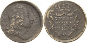 Portugal
Joao V. 1706-1750 Bronzegewicht zu 12800 Reis (Dobra) o.J. Kopf nach rechts / 3 Zeilen Schrift THREE POUND TWELVE im bekröntem Wappen. 29 mm...