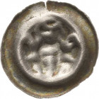 Arnstein, Grafschaft
Albrecht I. 1199-1241 oder Walter IV. 1241-1272 Brakteat. Kopf mit Markgrafenfrisur zwischen zwei Adlerköpfen über Schild Berger...