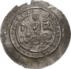 Thüringen, Landgrafschaft
Hermann I. 1190-1217 Brakteat, Eisenach oder Gotha Nach links reitender Landgraf mit Banner und Löwenschild. Hinter ihm auf...