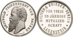Bayern
Prinzregent Luitpold 1886-1912 Silbermedaille o.J. (Drentwett) Für treue 25-jährige Mitgliedschaft im Militär- und Kriegerverein Lauenstein. B...