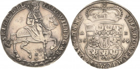 Brandenburg-Preußen
Friedrich Wilhelm, der große Kurfürst 1640-1688 Taler 1664, AB-Berlin Kurfürst im Kurornat und mit geschultertem Schwert reitet n...