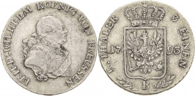 Brandenburg-Preußen
Friedrich Wilhelm II. 1786-1797 1/3 Taler 1793, B-Breslau Olding 8 Jaeger 22 v. Schrötter 65 Sehr schön