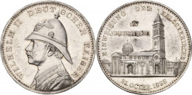 Brandenburg-Preußen
Wilhelm II. 1888-1918 Silbermedaille 1898 (unsigniert) Einweihung der Erlöserkirche in Jerusalem. Brustbild mit Pickelhaube nach ...