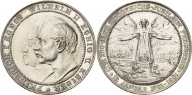 Brandenburg-Preußen
Wilhelm II. 1888-1918 Silbermedaille 1901 (Oertel) 200 Jahre Königreich Preußen. Köpfe Friedrichs I. und Friedrich Wilhelms II. n...