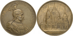 Brandenburg-Preußen
Wilhelm II. 1888-1918 Bronzemedaille 1905 (A. Krüger/R. Kullrich) Einweihung des Berliner Doms. Brustbild in Kürassieruniform mit...
