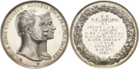 Brandenburg-Preußen - Jubiläumsmedaillen zu Silberhochzeiten der Freimaurerlogen
Anclam Silbermedaille o.J. (Gravur 1887) (W. Kullrich) Loge "Julius ...