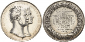 Brandenburg-Preußen - Jubiläumsmedaillen zu Silberhochzeiten der Freimaurerlogen
Breslau Silbermedaille o.J. (Gravur 1908) (W. Kullrich) Loge "Friedr...