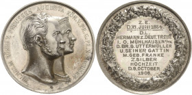Brandenburg-Preußen - Jubiläumsmedaillen zu Silberhochzeiten der Freimaurerlogen
Mühlhausen Silbermedaille o.J. (Gravur 1908) (W. Kullrich) Loge "Her...