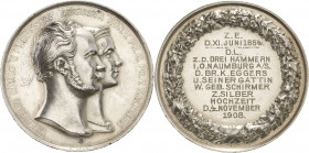 Brandenburg-Preußen - Jubiläumsmedaillen zu Silberhochzeiten der Freimaurerlogen
Naumburg Silbermedaille o.J. (Gravur 1908) (W. Kullrich) Loge "Zu de...