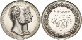 Brandenburg-Preußen - Jubiläumsmedaillen zu Silberhochzeiten der Freimaurerlogen
Potsdam Silbermedaille o.J. (Gravur 1887) (W. Kullrich) Loge "Teuton...