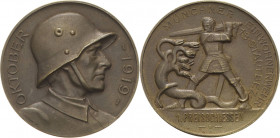 München
 Bronzemedaille 1919 (Deschler) 1. Preisschießen der Einwohnerwehr des 13. Stadtbezirkes. Brustbild eines Soldaten mit Stahlhelm nach rechts ...