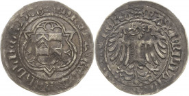 Nördlingen-Reichsmünzstätte
Eberhard von Eppstein-Königstein 1503-1535 1/2 Schilling 1508. Mit Titel Maximilian I Herzfelder 50 Schulten 2414 Sehr sc...