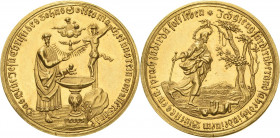 Nürnberg
 Goldmedaille im 2 Dukatengewicht o.J. (um 1750) (Loos) Doppelter Taufdukat. Taufszene / Der wandernde Christus und ein am Boden liegendes K...