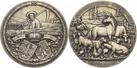 Pommern-Stettin
 Silbermedaille 1901 (M. v. Kawaczynski) Verdienstmedaille der Provinzialschau. Bauer bei Ernte, darunter zwei Wappen / Bauernhoftier...