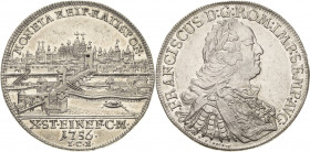 Regensburg-Stadt
 Taler 1756, ICB-Regensburg Mit Titel Franz I. Stadtansicht Beckenbauer 7103 Davenport 2618 Kl. Kratzer, vorzüglich+