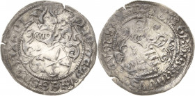 Sachsen-Kurlinie ab 1486 bis 1547 (Ernestiner)
Friedrich III., Georg und Johann 1500-1507 Zinsgroschen o.J. Doppellilie-Freiberg Mzz. Doppellilie dur...