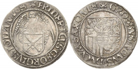 Sachsen-Kurlinie ab 1486 bis 1547 (Ernestiner)
Friedrich III., Georg und Johann 1500-1507 Engelgroschen (Schreckenberger) o.J. beiderseits 6-strahlig...