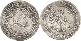 Sachsen-Kurlinie ab 1486 bis 1547 (Ernestiner)
Friedrich III. der Weise 1486-1525 1/4 Guldengroschen 1507, Nürnberg Übertragung der Generalstatthalte...