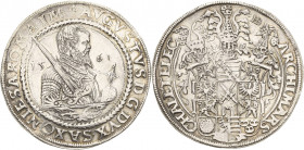 Sachsen-Kurlinie ab 1547 (Albertiner)
August 1553-1586 Taler 1561, HB-Dresden Keilitz/Kahnt 56 Schnee 713 Davenport 9795 28.83 g. Sehr seltener Jahrg...