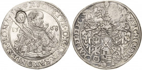 Sachsen-Kurlinie ab 1547 (Albertiner)
August 1553-1586 Taler 1568, HB-Dresden Mit Av-Gegenstempel der Stände von Holland (Löwenschild in geperltem Ov...