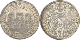 Sachsen-Kurlinie ab 1547 (Albertiner)
Christian II., Johann Georg I. und August 1591-1611 Taler 1592, HB-Dresden Keilitz/Kahnt 185 Schnee 750 Davenpo...