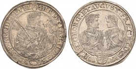 Sachsen-Kurlinie ab 1547 (Albertiner)
Christian II., Johann Georg I. und August 1591-1611 Taler 1606, HR-Dresden Keilitz/Kahnt 228 Schnee 767 Davenpo...