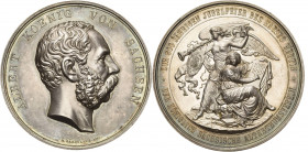 Sachsen-Kurlinie ab 1547 (Albertiner)
Albert 1873-1902 Silbermedaille 1889 (M. Barduleck) 800 Jahre des Hauses Wettin, gewidmet vom Königlichen Sächs...