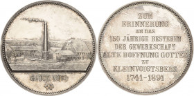 Sachsen-Kurlinie ab 1547 (Albertiner)
Albert 1873-1902 Silbermedaille 1891 (M. Barduleck) 150-jähriges Bestehen der Gewerkschaft "Alte Hoffnung Gotte...