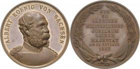 Sachsen-Kurlinie ab 1547 (Albertiner)
Albert 1873-1902 Bronzemedaille 1893 (Drentwett) 50-jähriges Militärjubiläum des Königs - herausgegeben von der...