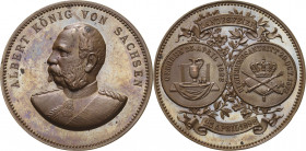 Sachsen-Kurlinie ab 1547 (Albertiner)
Albert 1873-1902 Bronzemedaille 1898 (Mayer & Wilhelm) Auf den 70. Geburtstag und das 25-jährige Regierungsjubi...