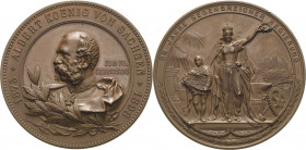 Sachsen-Kurlinie ab 1547 (Albertiner)
Albert 1873-1902 Bronzemedaille 1898 (Mayer & Wilhelm) 25-jähriges Regierungsjubiläum und sein 70. Geburtstag. ...