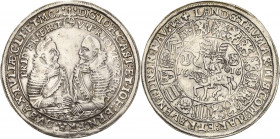 Sachsen-Coburg und Eisenach 1573-1638
Johann Casimir und Johann Ernst 1572-1633 Taler 1616, WA-Coburg KOR 156 Schnee 188 Grasser 113 Davenport 7427 S...