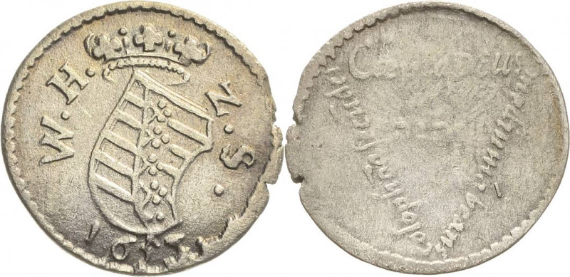 Sachsen-Neu-Weimar 1641-1728
Wilhelm 1641-1662 Dreier 1653, o. Mzz.-Weimar Auf ...