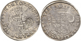 Sachsen-Neu-Weimar 1641-1728
Johann Ernst 1662-1683 2/3 Taler 1678, Weimar Mit Nürnberger Gegenstempel des Fränkischen Kreises "60 N über verschlunge...