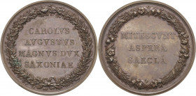Sachsen-Weimar-Eisenach
Carl August 1775-1828 Bronzemedaille o.J. (unsigniert, von B. Andrieu) Verdienstmedaille für Gelehrte. 4 Zeilen Schrift im Ei...