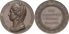 Sachsen-Weimar-Eisenach
Carl August 1775-1828 Bronzemedaille 1806 (A. Bovy) "Das gerettete Weimar". Brustbild der Großherzogin Luise mit Schleier nac...