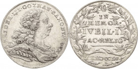 Sachsen-Gotha (Gotha-Altenburg)
Friedrich III. 1732-1772 4 Groschen (= 1/6 Taler) 1755, o. Mzz.-Gotha 200 Jahre Augsburger Religionsfrieden Steguweit...