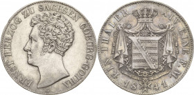 Sachsen-Coburg-Gotha
Ernst I. 1826-1844 Taler 1841, G-Dresden AKS 73 Jaeger 272 Kahnt 491 Davenport 820 KOR 1171 Kl. Randfehler, sehr schön