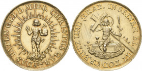 Schlesien
 Vergoldete Silbermedaille o.J. (J. Buchheim) Patengeschenk. Stehender Jesusknabe mit Segenshand und Reichsapfel in Flammengloriole, DAS PA...