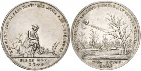 Schlesien-Städte
Breslau Silbermedaille 1740 (J. Kittel) Auf den harten Winter 1739/40. Bauer sitzt auf einem Felsbrocken, dahinter Pflug / Bauer fäh...