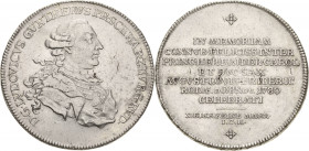 Schwarzburg-Rudolstadt
Ludwig Günther II. 1767-1790 Taler 1780, ICK-Saalfeld Auf die zweite Vermählung seines Sohnes, Erbprinz Friedrich Karl, mit Au...