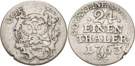 Schwarzburg-Sondershausen
Christian Günther 1758-1794 1/24 Taler 1763, HCAS-Sondershausen Fischer 410 b Bethe 992 (R1) Jaeger 63 Selten. Fast sehr sc...