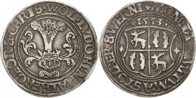 Stolberg-Stolberg
Wolfgang, Ludwig II., Albrecht Georg und Christof I. 1538-1555 1/2 Taler 1553, Stolberg Friederich 166 Schulten 3431 Äußerst selten...