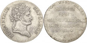 Westfalen-Königreich
Hieronymus Napoleon 1807-1813 Taler 1811, C-Kassel Mansfelder Ausbeute. Kleiner Kopf AKS 24 Jaeger 20 Kahnt 563 Davenport 934 Mü...