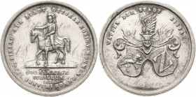 Zittau
 Zinngussmedaille 1855. 600-Jahr-Feier der Stadt. König Ottokar von Böhmen zu Pferde, unter ihm 3 Zeilen Schrift, Umschrift / 2 Wappenschilde ...