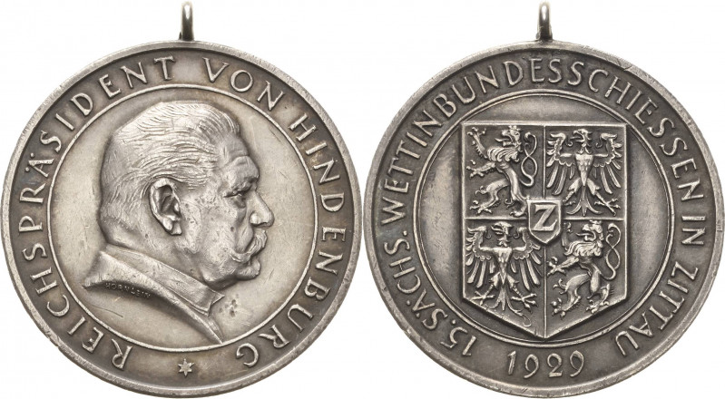 Zittau
 Silbermedaille 1929 (F.W. Hörnlein) 15. Wettinbundesschießen. Kopf von ...