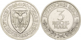 Gedenkausgaben
 3 Reichsmark 1926 A Lübeck Jaeger 323 Kl.Randfehler, vorzüglich-Stempelglanz/fast vorzüglich
