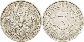 Gedenkausgaben
 3 Reichsmark 1927 A Nordhausen Jaeger 327 Min. Randfehler, vorzüglich-Stempelglanz